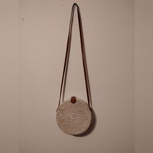 Bohemian Round Rattan Multicolor Floral Crossbody Purse